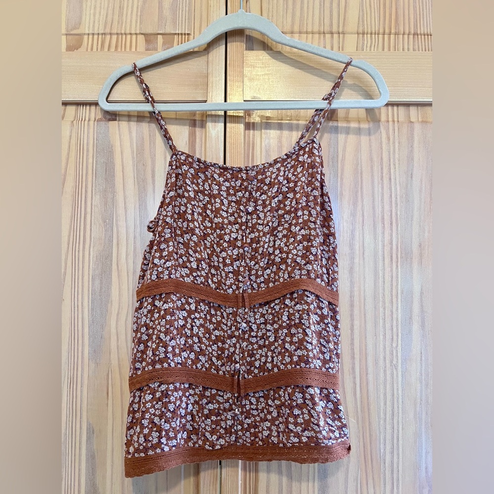 Mudd camisole top brown floral size small
